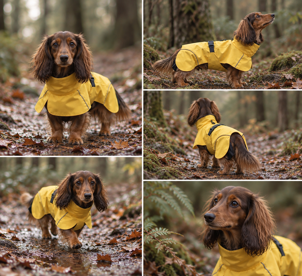 Chubasquero impermeable para perros amarillo
