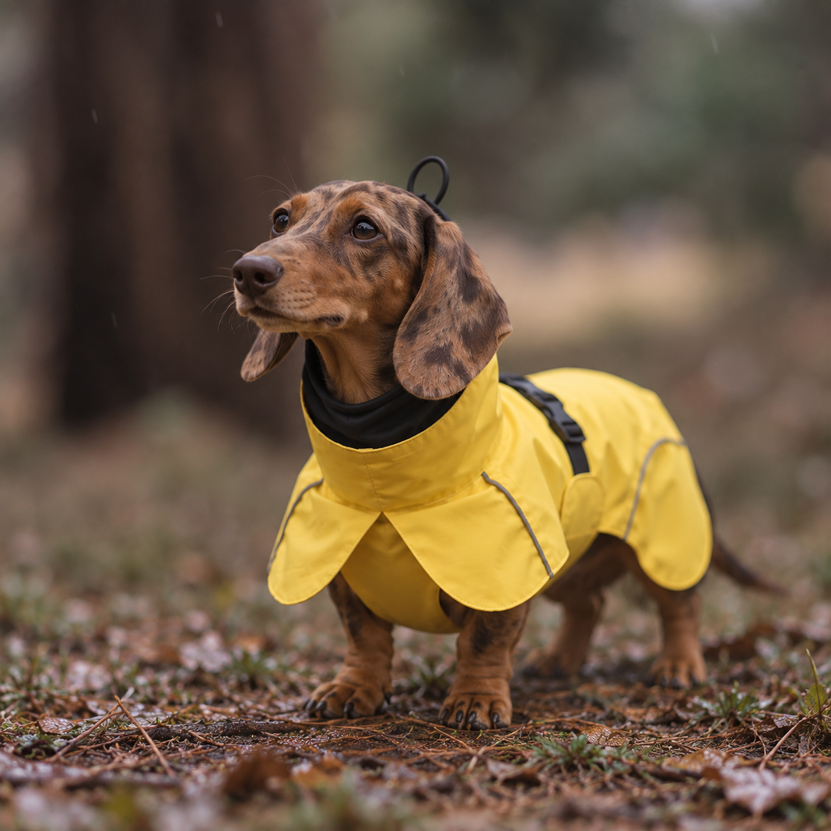Chubasquero impermeable para perros amarillo