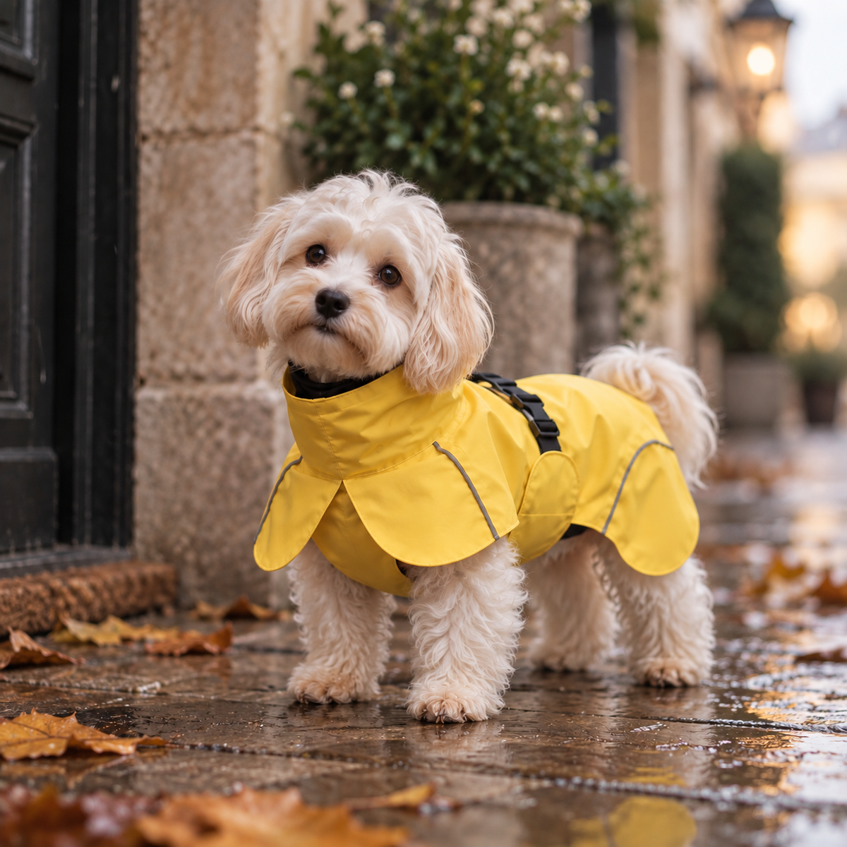 Chubasquero impermeable para perros amarillo