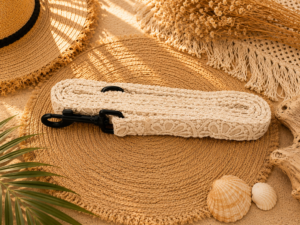 La correa de crochet de nuestra colección de verano combina diseño exclusivo, comodidad y estilo en cada detalle. Ligera, resistente y perfecta para el día a día, es el accesorio ideal para perros con personalidad que quieren destacar en cada paseo.